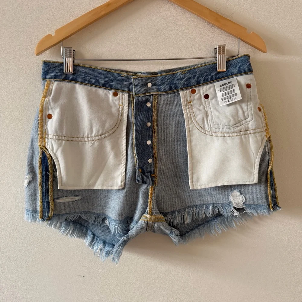 Agolde Parker Vintage Cutoff Organic Cotton Denim Shorts Size 28